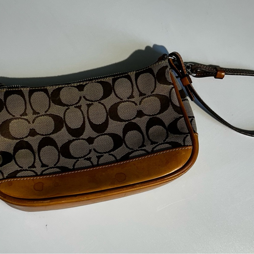 Coach Signature Brown and Tan short purse